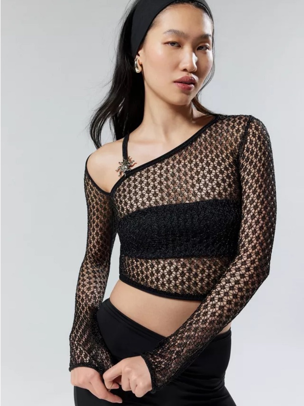 House of Sunny Black Mesh 'The Big Bang' Lace Top